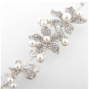 Crystal Rhinestone Faux Pearl Flower Headband